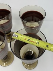 4 Vintage Libbey Glass Nova Brown Burgundy 7”Goblets Tall Drinking Glasses 14Oz.