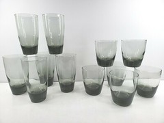 Libbey Classic Smoke Gray (6) Cooler (6) Old Fashioned Tumblers Set Elegant Lot