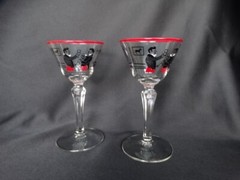 Libbey Clear Glass Red Rim Pickwick (3001) Liquor Cocktail/Martini Glass EUC