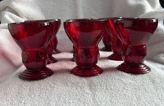 Nine (9) New Martinsville Ruby Red Tumblers Depression Glass 1932-1940