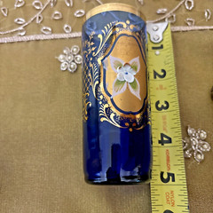 Vtg set of 6 Gold/Blue Czech Bohemian Art Glass Tumblers