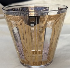 4 Vintage Gold And Pink Old Fashion Cocktail Glasses