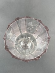Antique Adams & Co. (1882) Clear Ribbon (Pink-Tinged) Footed Etched Goblet