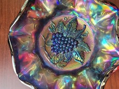 Super Scarce Electric Blue Imperial Carnival Glass Heavy Grape Bowl BUY IT!!