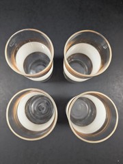 4 Vintage Frosted Gold Bands Tumblers Juice Glasses MCM Retro Barware 4.75″ T