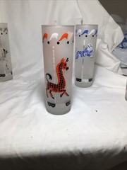 Libbey 1950 Carousel Animals Frosted Glass Set Of Six