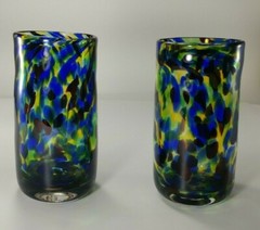 Set of 2 Ron Hinkle React Tumblers Handmade Glass Cups