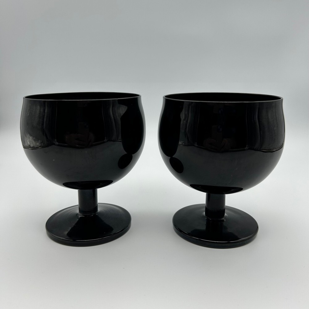 BLOCK Capers Black Wine Glasses Mid Century Round Barware Stemware