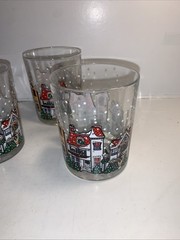 SET OF 4 LUMINARC D’ARQUES DUBLIN 1992 CHRISTMAS HOLIDAY VILLAGE ROCKS GLASSES