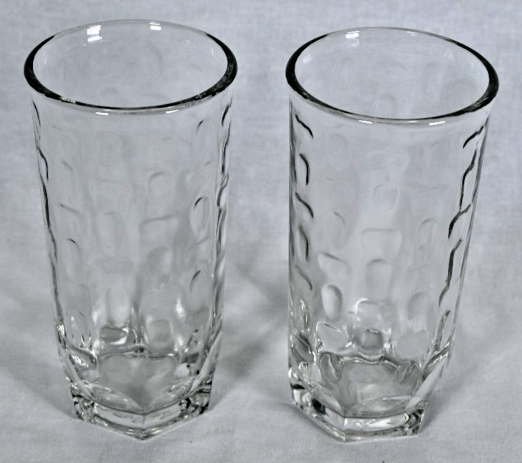 Set of 2 Vintage 1970s Crisa Libbey Pebble Glass Tumblers Juice 8 Oz