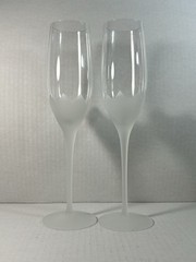 Crystal Clear Long Stem Frosted Flower Champagne Flute Drinking Glass Barware