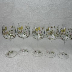 Lenox Butterfly Meadow Hand Painted Wine Glasses Water Goblets Set Of 5
