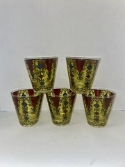 (5) VINTAGE MCM CULVER LTD OLD FASHIONED TUMBLERS ART DECO GLASSES