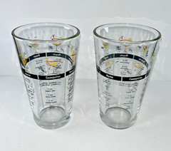 LIBBEY Cocktail Recipe Mixer Glasses 16oz Barware Set of 2 Vintage