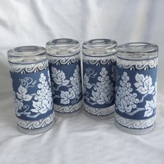 Hazel Atlas Wedgewood grapes leaves Highball glass ware tumblers set of four 4