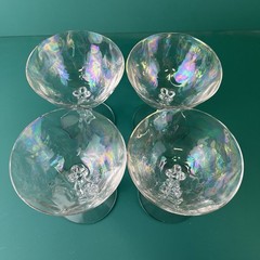 4 Fostoria Drink / Sorbet Stemmed Glasses Iridescent Delicate Classy Vtg