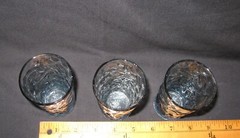 Vintage Anchor Hocking Milano blue/gray tumblers lot of 3, approx. 3 7/8″ x 2 1/