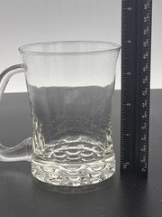 Libbey Knob Hill Clear Glass Cofee Cup / Beer Mug, Bubble Base, Vintage Set Of 5