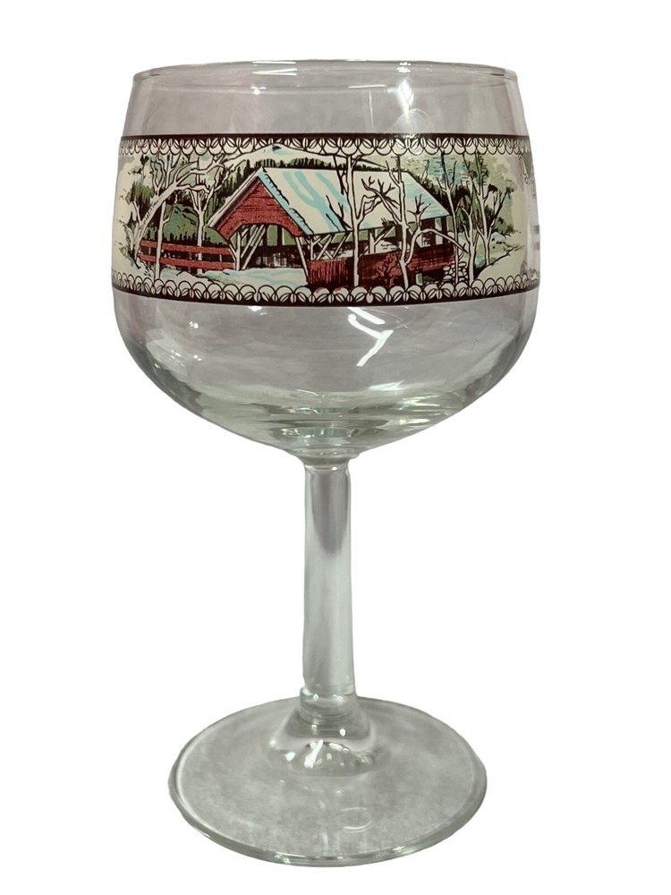 Johnson Bros The FRIENDLY VILLAGE 6 1/2″ Glass Goblet Wine Water 12 Oz Vintage