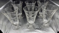 Vintage Floral and Leaf Footed Parfeit or Ice Tea Glasses set of 6