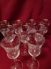 Aurea Gold by Royal Crystal Rock -Wine Goblets 7 3/8” Discontinued Set of 9!
