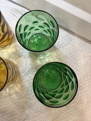 VTG Depression Glass Lot Of 6 Inverted Thumbprint Multicolored