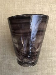 Kosta Boda Black Swirl Mine Tumbler Ulrica Hydman-Vallien Art Glass UHV