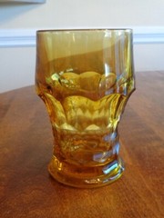ANCHOR HOCKING GEORGIAN AMBER 12 OUNCE FLAT TUMBLERS LOT OF 4