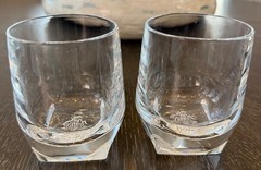 Rare Pair Smith & Wesson Glasses Embossed Heavy Crystal Whiskey Bourbon On Rocks
