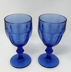 Duratuff Libbey Light Blue Gibralter 7” 10oz Water Goblets STEMWARE. Set of 2