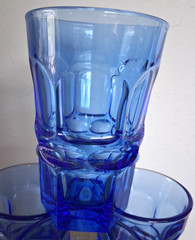 Set of 4 FOSTORIA ARGUS TUMBLER HIGHBALL 5 1/4″ Henry Ford Museum Cobalt Blue