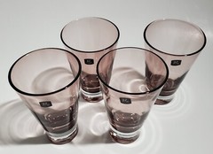 4 Light Amethyst or Plum Glass Tumblers Drinking Glasses Jingyue Barware 10 oz