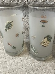 Set Of 4 Pfaltzgraff Naturewood Frosted Drinking Glasses/Tumblers. 3″W x 6¼»H.