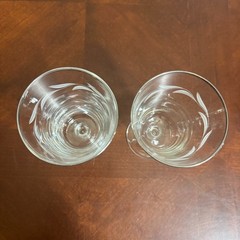 Crystal D Arques etched laurel leaf wine water goblets platinum rim MCM