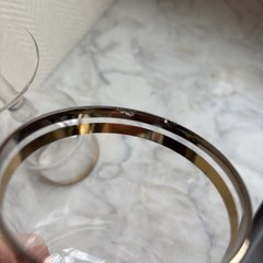 Vintage Set of 3 Hand Blown Clear Glass Platinum Gold Band 7” Water Or Wine