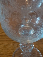 VTG Bohemia Crystal Etched Cascade Wine Glasses Goblets Faceted Ball Stem Set/6