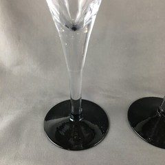 Set of 3 Tall Glass 6 ounce Wine Cocktail Glasses Flutes Black Amethyst Base