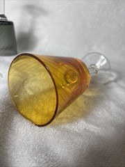 Pair of Pols Potten Library Wine Glasses Amber Yellow & Smoke Gray Etched