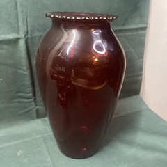 Vintage Royal Ruby Red Glass Scalloped Rim Large 9″ Anchor Hocking Vase