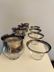 Queen’s Lusterware Silver Fade MCM Barware 24pc Roly Poly Shrimp Glasses