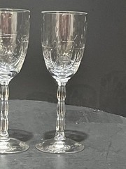 4 Etched Cordial Stemware Wavy Stem Optic Vintage 4 in Tall Footed Gift