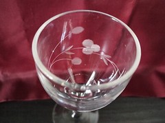 Vintage 5″ Cordial Glass, Etched Floral Design