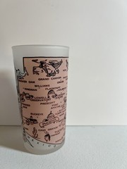 Hazel Atlas VTG Arizona Souvenir Glass 5” Pink Frosted Mid Century Western