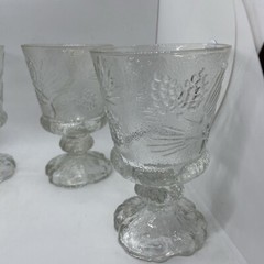 Vintage Indiana Glass Tiara PONDEROSA PINE 12oz Water Goblet 6″ Set of 4. Chips