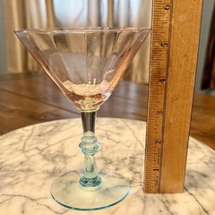 3pc VTG 40s MCM Morgantown Fondale Pink Optic Blue Stem Martini Uranium Glasses