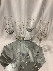 Mikasa Silver & Gold Confetti 9.75” Toasting Champagne Flutes – Set of 4
