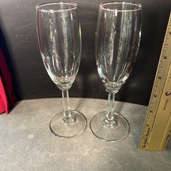 Crystal champagne flutes set of 2 beveled, stems 8” no original box