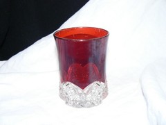 Button Arches Ruby Stained Tumbler EAPG George Duncan & Sons #39 circa 1897