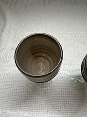 Hand Blown Glass Wine Goblets Brown/Black Stripes
