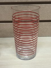 LIBBEY Red Stripe Tumbler Glasses 16 oz Vintage Set 4